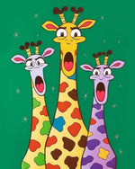 Funny cartoon giraffes with shocked faces cross stitch kit for beginners
