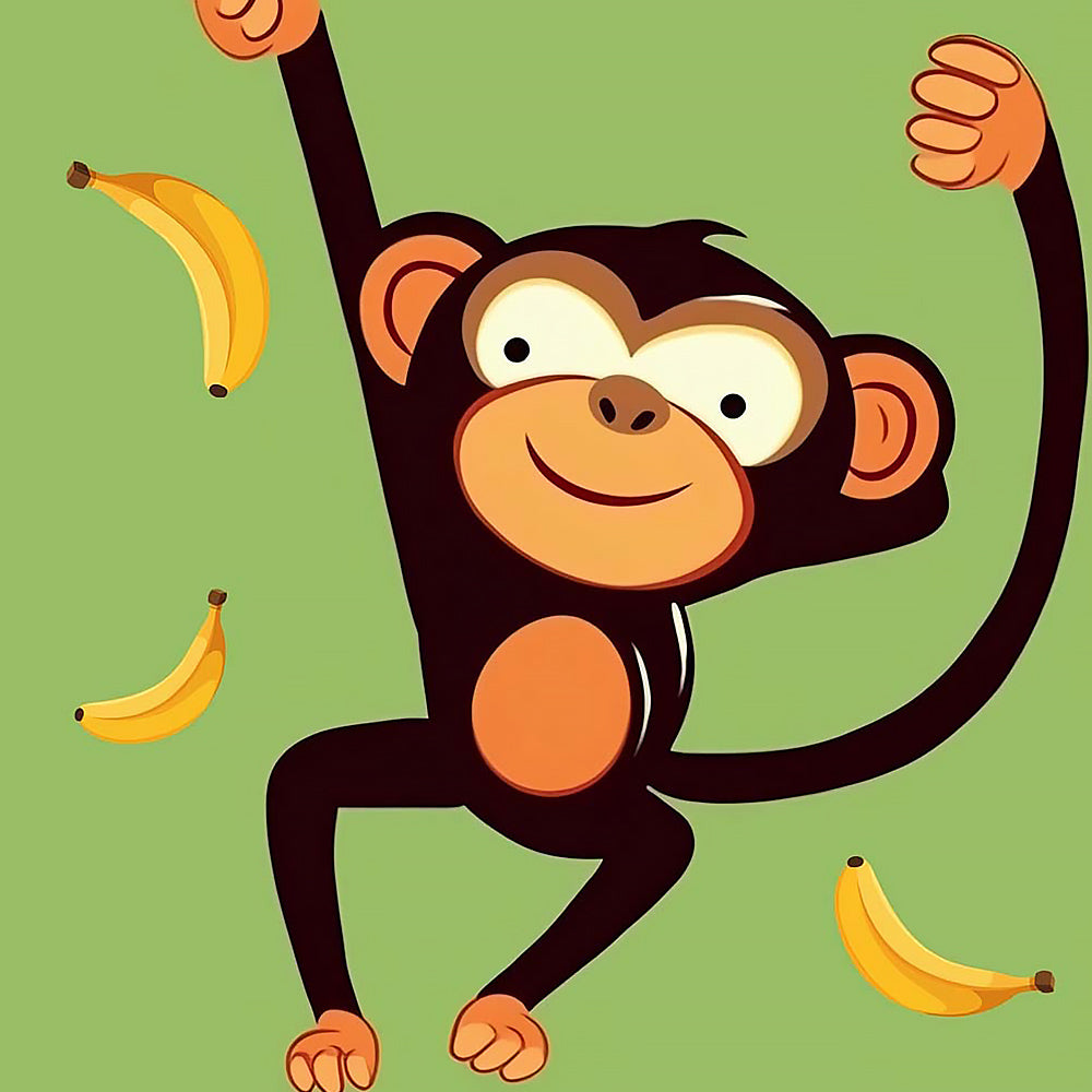 Funny cartoon monkey with bananas cross stitch kit for beginners
