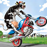Funny cow riding a motorbike cross stitch kit for beginners