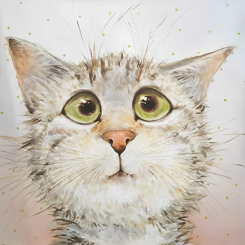 Funny surprised cat cross stitch kit for beginners
