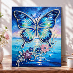 Galaxy butterfly over sea pearl diamond painting kit for beginners