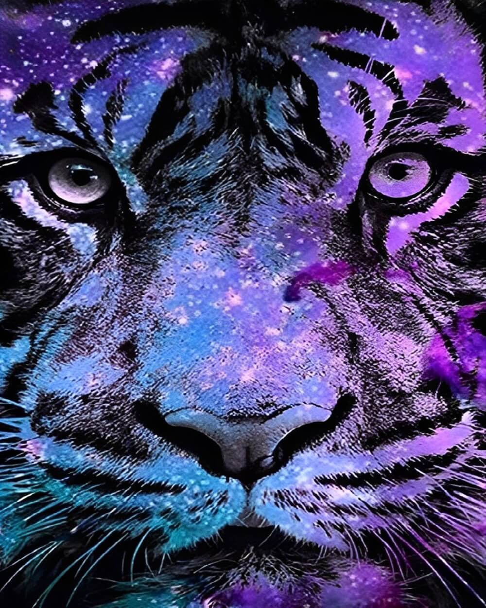 Galaxy purple tiger cross stitch kit for beginners