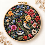 Garden birds and blooms embroidery kit