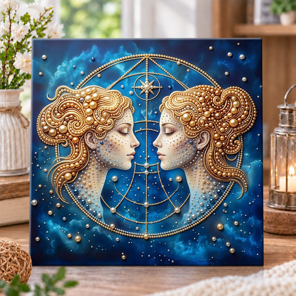 Gemini cosmic twins pearl diamond painting kit for beginners