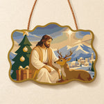 Gentle blessing with deer paint by numbers door hanger finished design