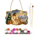 Gentle blessing with deer paint by numbers door hanger with paints and brushes