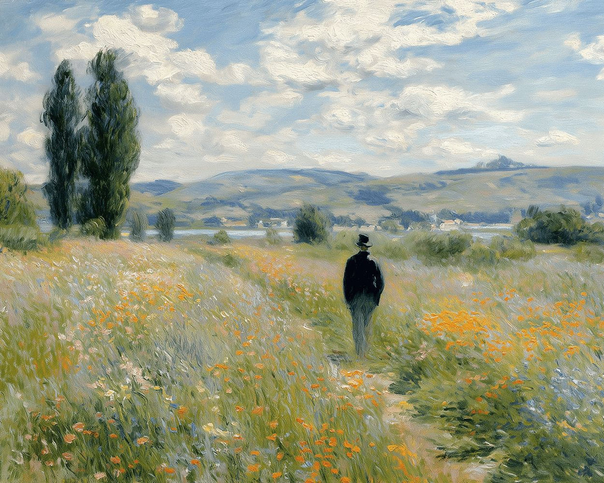 Gentleman walking in a wildflower meadow paint by numbers kit for beginners
