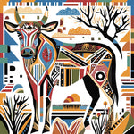 Geometric abstract highland cow cross stitch kit for beginners