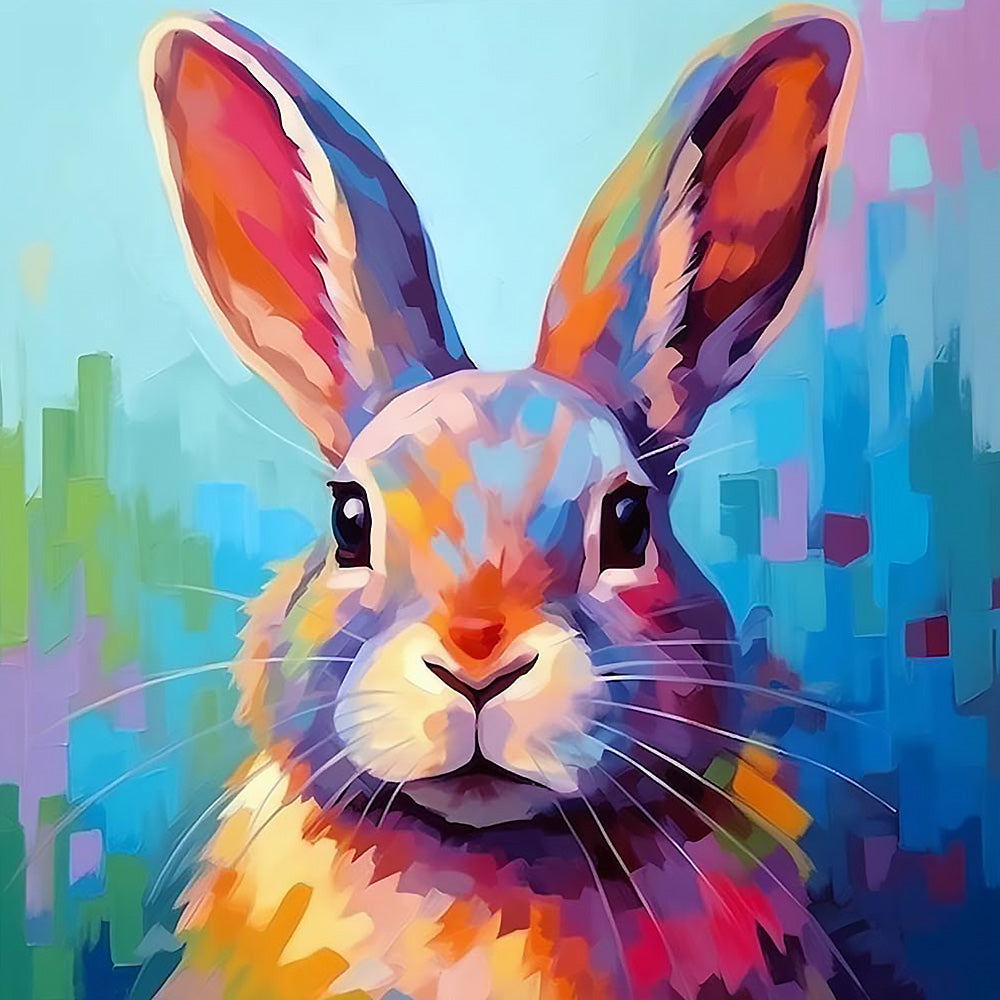 Geometric abstract rabbit cross stitch kit for beginners