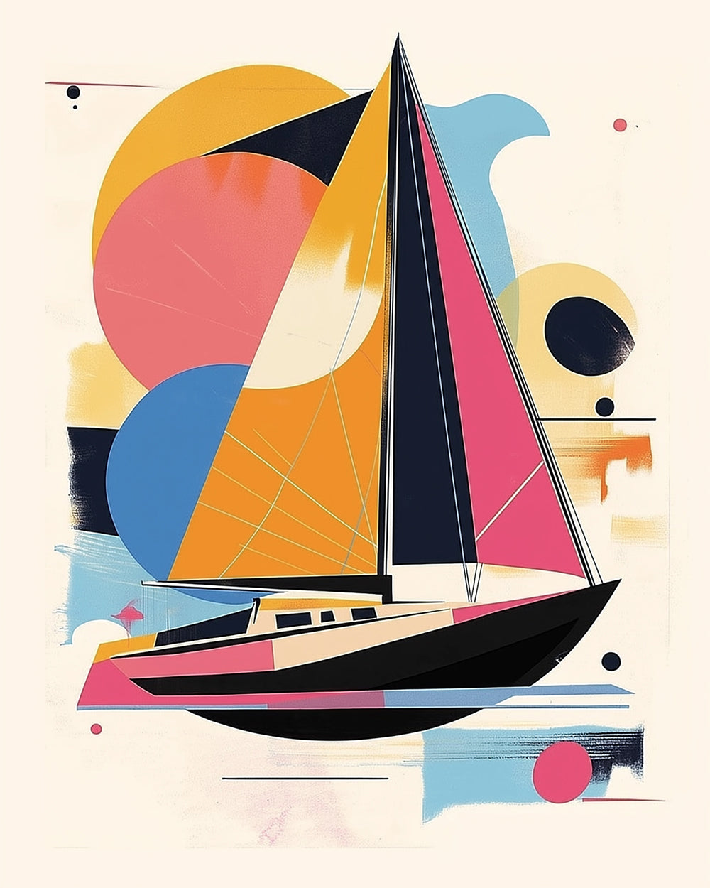 Geometric abstract sailboat cross stitch kit for beginners