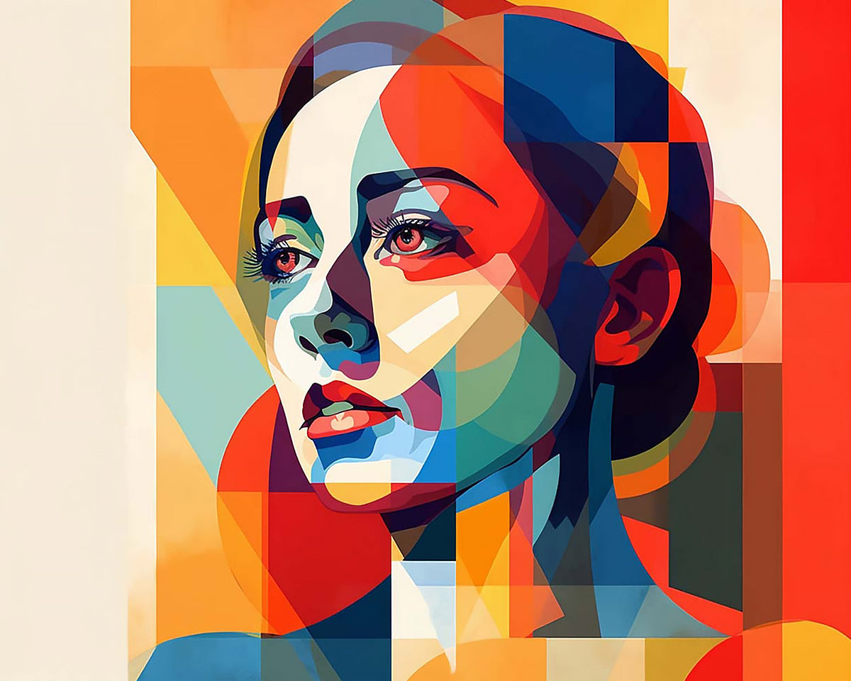 Geometric abstract woman cross stitch kit for beginners