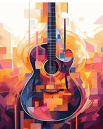 Geometric acoustic guitar cross stitch kit for beginners