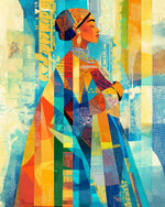 Geometric collage woman portrait cross stitch kit for beginners