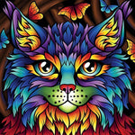 Geometric colourful cat portrait cross stitch kit for beginners