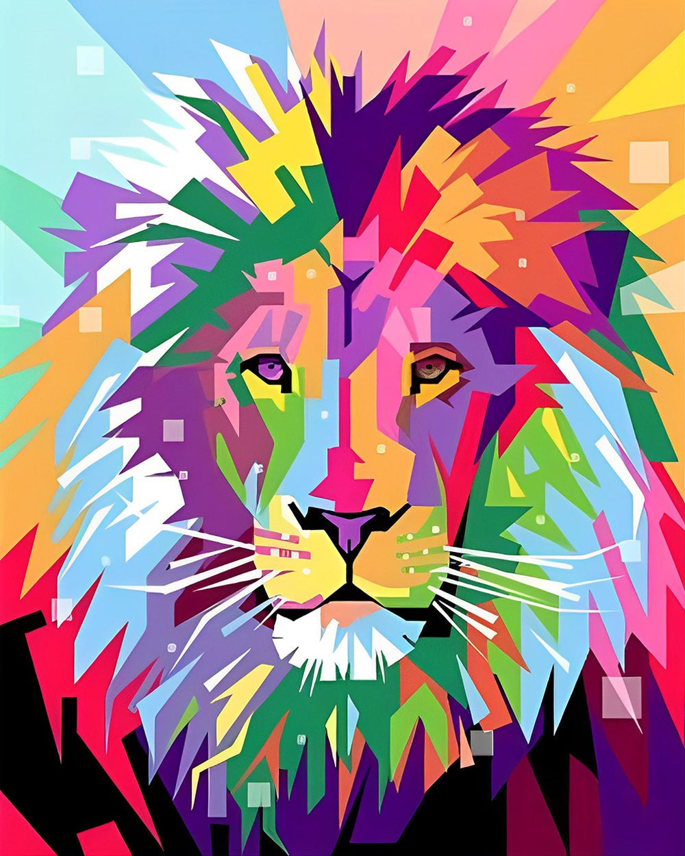 Geometric colourful lion cross stitch kit for beginners