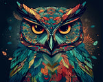 Geometric colourful owl portrait cross stitch kit for beginners
