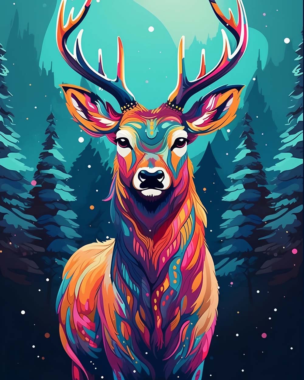 Geometric colourful stag cross stitch kit for beginners