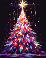 Geometric crystal christmas tree cross stitch kit for beginners