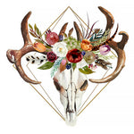 Geometric floral deer skull cross stitch kit for beginners