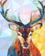 Geometric low poly deer paint by numbers kit for beginners