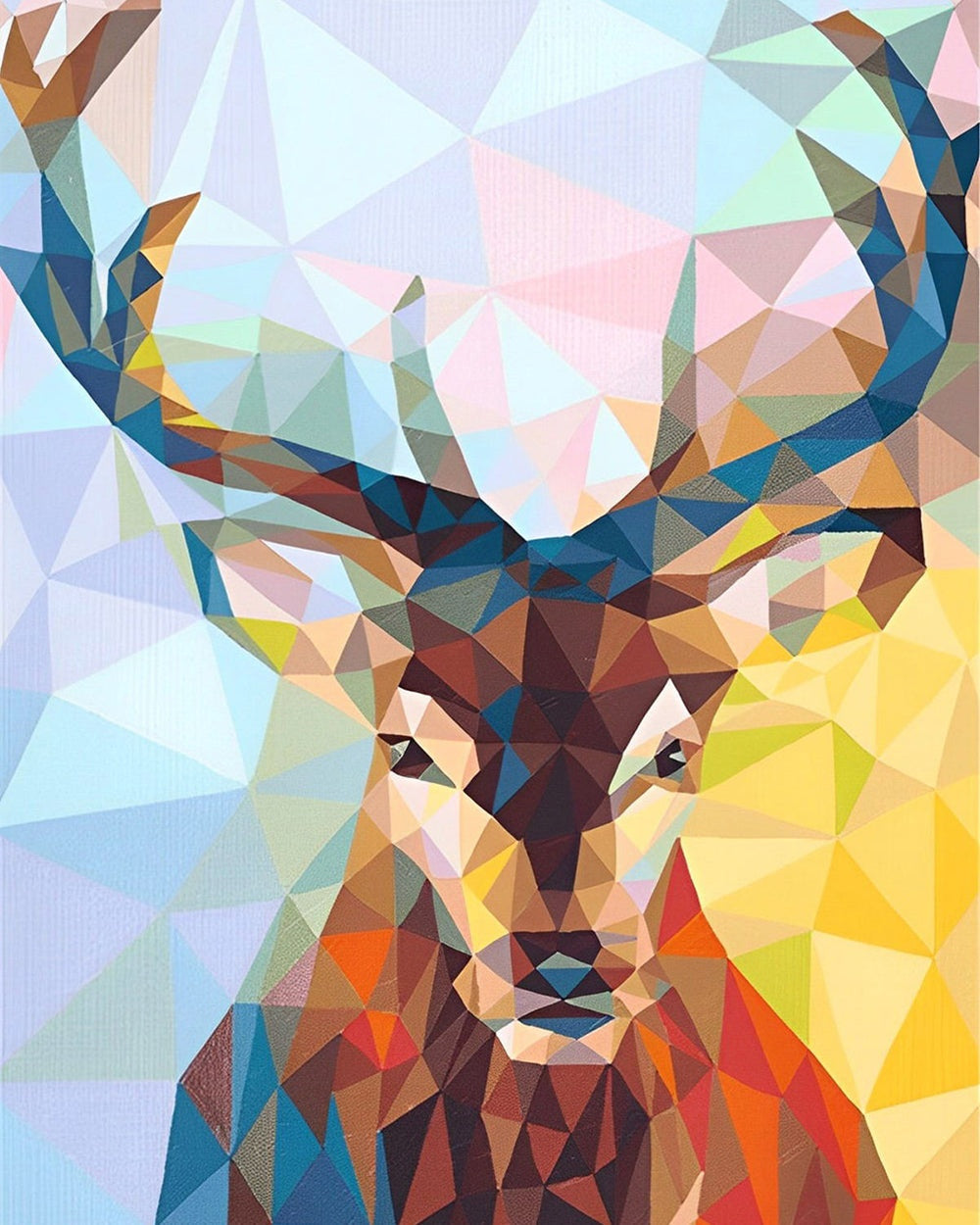 Geometric low poly deer paint by numbers kit for beginners
