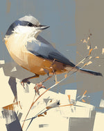 Geometric nuthatch bird cross stitch kit for beginners