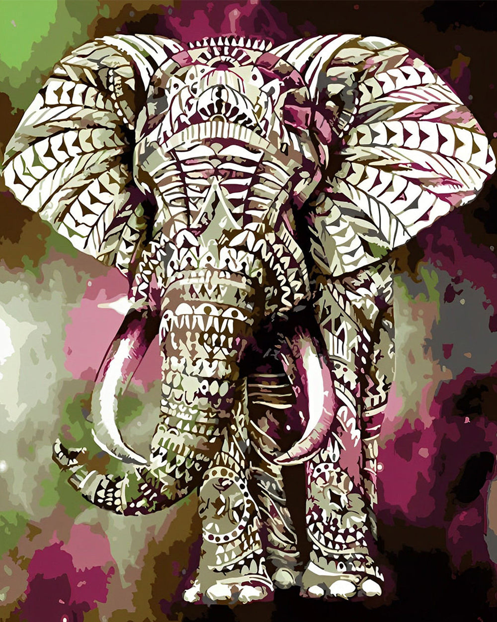 Geometric patterned elephant cross stitch kit for beginners