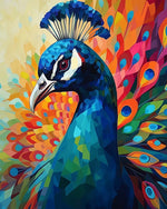 Geometric peacock portrait paint by numbers kit for beginners