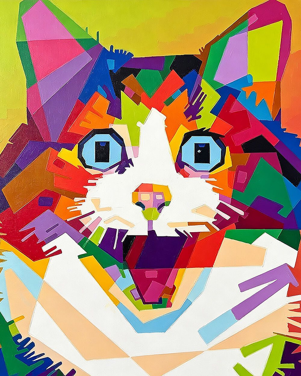 Geometric pop art cat face cross stitch kit for beginners