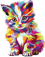 Geometric pop art kitten cross stitch kit for beginners