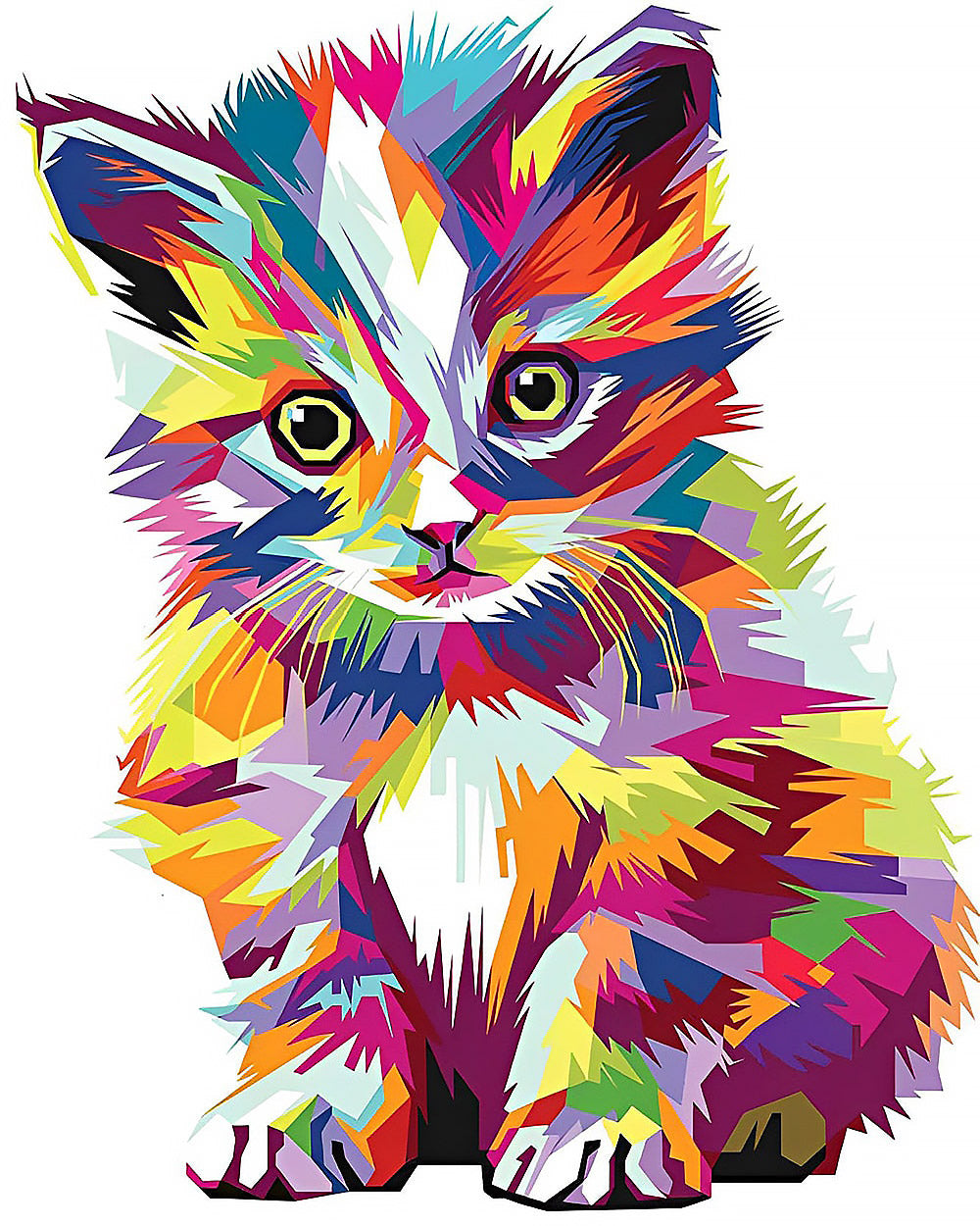 Geometric pop art kitten cross stitch kit for beginners