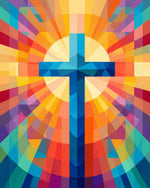 Geometric rainbow cross cross stitch kit for beginners