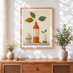 Finished geometric still life vases cross stitch artwork displayed