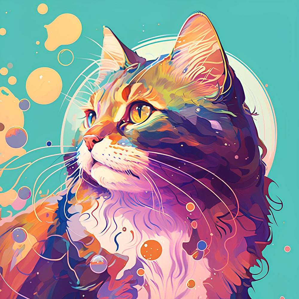 Geometric whimsical cat cross stitch kit for beginners