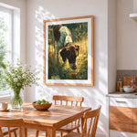 German shorthaired pointer in grass cross stitch artwork displayed on wall as home decor