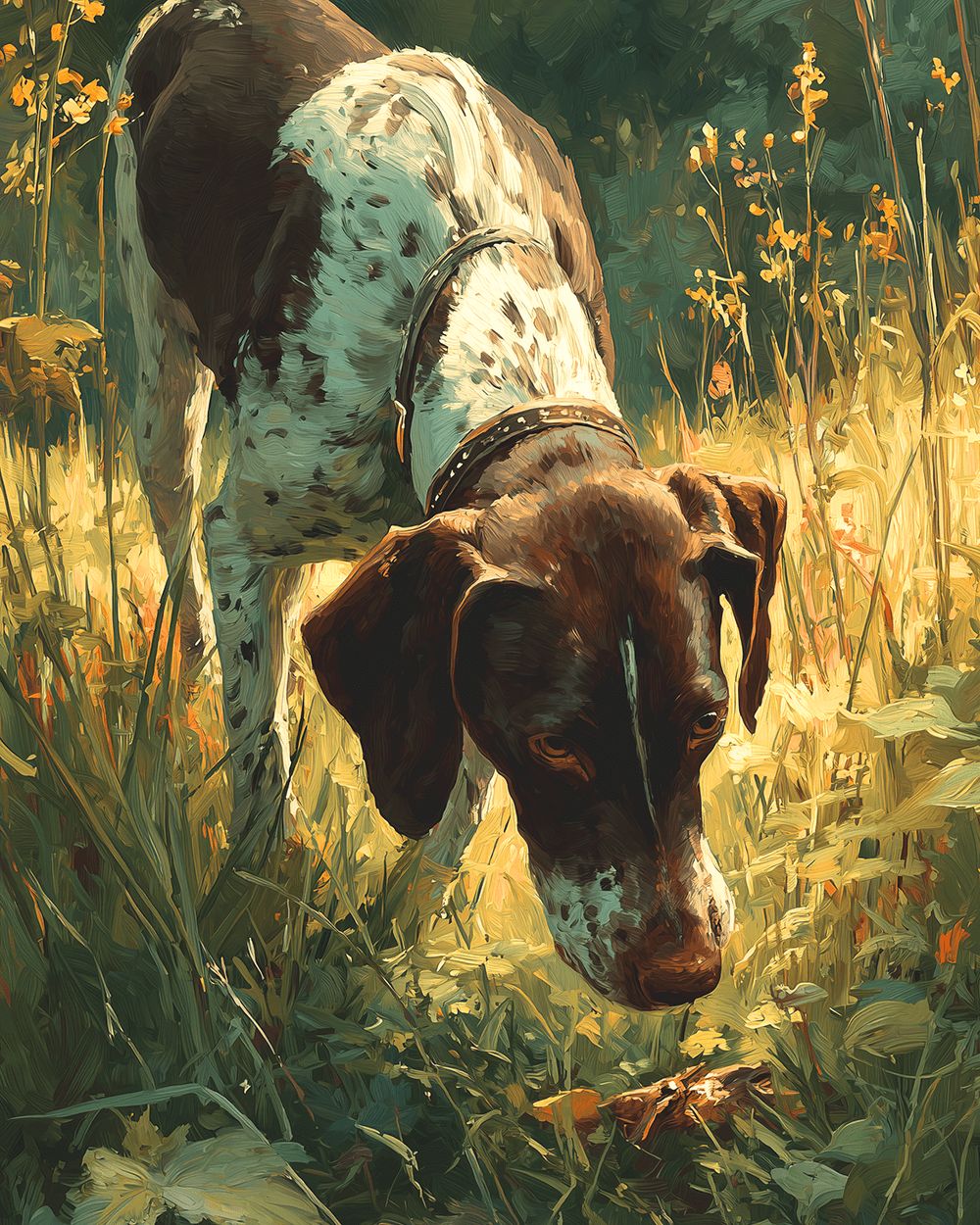 German shorthaired pointer in grass paint by numbers kit for beginners