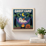 Finished ghost camp hammock time artwork displayed on a wall