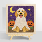 Ghost dog with pumpkins punch needle kit for beginners