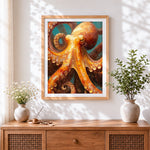 Finished giant octopus close-up paint by numbers artwork displayed as home decor