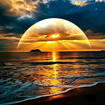 Giant sun and ocean waves paint by numbers kit for beginners
