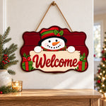 Gift box snowman paint by numbers door hanger as indoor wall decor