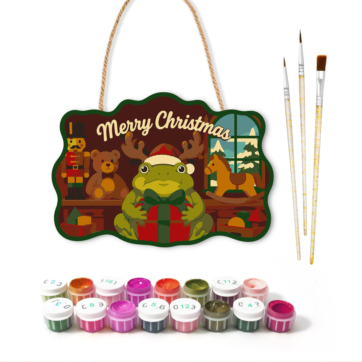 Gift frog toy room paint by numbers door hanger with paints and brushes
