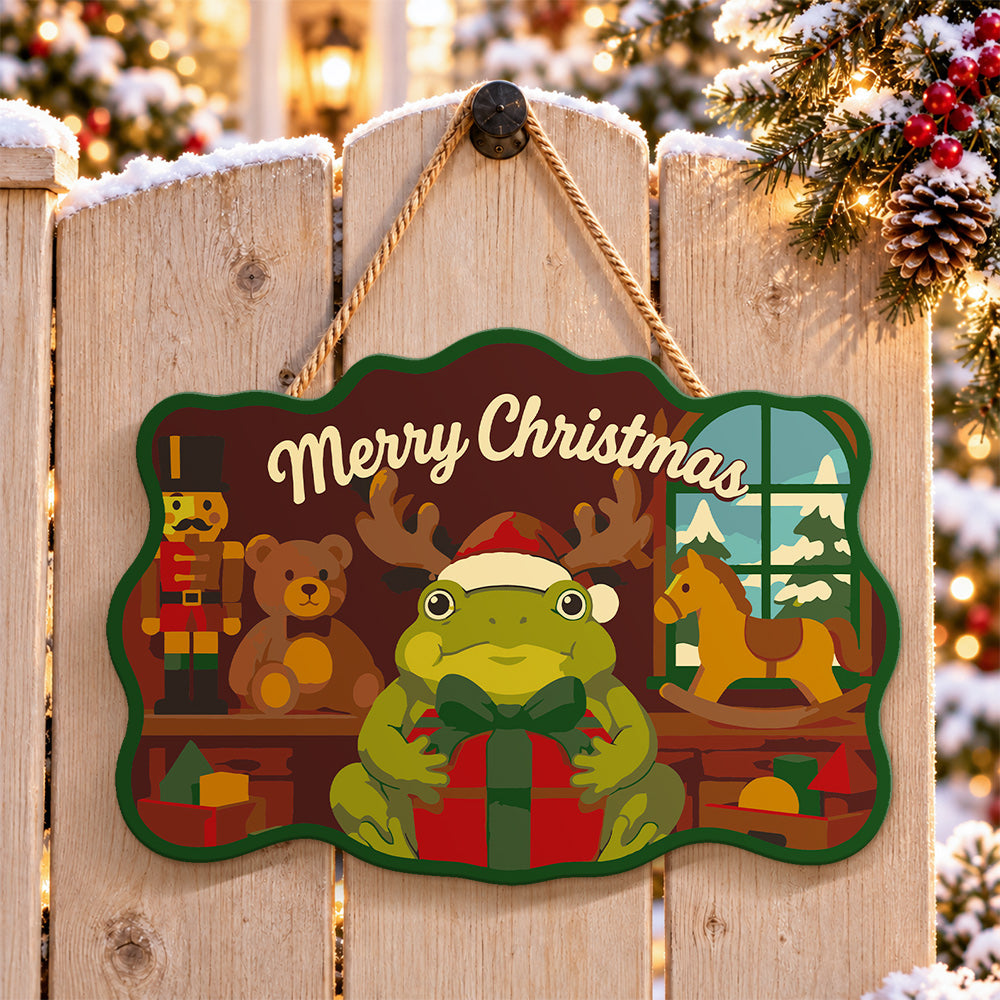 Gift frog toy room paint by numbers door hanger on a garden gate