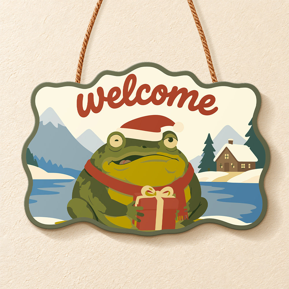 Gift frog welcome paint by numbers door hanger finished design