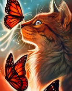 Ginger cat and orange butterflies cross stitch kit for beginners