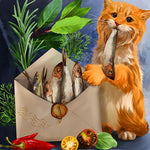 Ginger cat with fish cross stitch kit for beginners