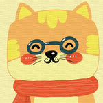 Ginger cat with glasses cross stitch kit for beginners