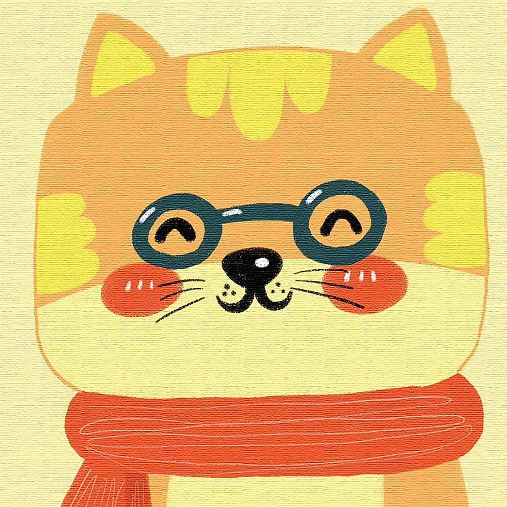 Ginger cat with glasses cross stitch kit for beginners