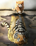 Ginger kitten with tiger reflection cross stitch kit for beginners