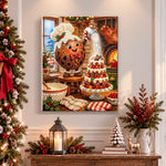 Finished gingerbread making fruit cake pearl diamond painting artwork displayed as holiday home decor
